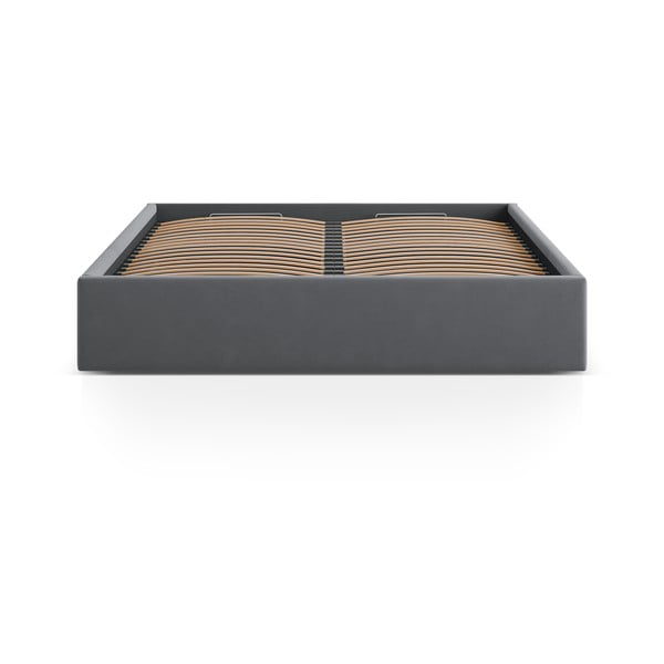 Sivá čalúnená dvojlôžková posteľ s úložným priestorom/bez čela s roštom 180x200 cm Susan – Micadoni -image-2