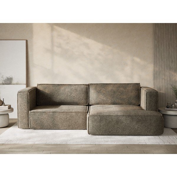 Hnedá ženilková rozkladacia/s úložným priestorom rohová pohovka (pravý roh/s leňoškou) Velto – Maison de Rêve-image-1