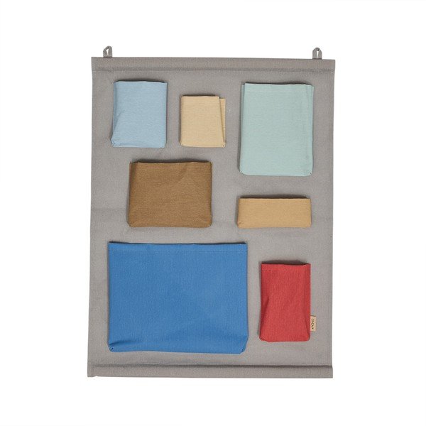Sivý látkový závesný organizér 60x2x80 cm Saga – OYOY Mini