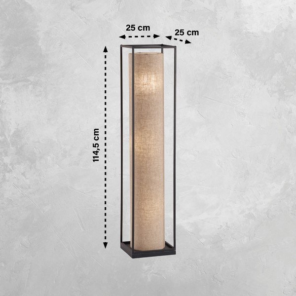 Čierno-béžová stojacia lampa s textilným tienidlom (výška 114,5 cm) Thor – Fischer & Honsel-image-2