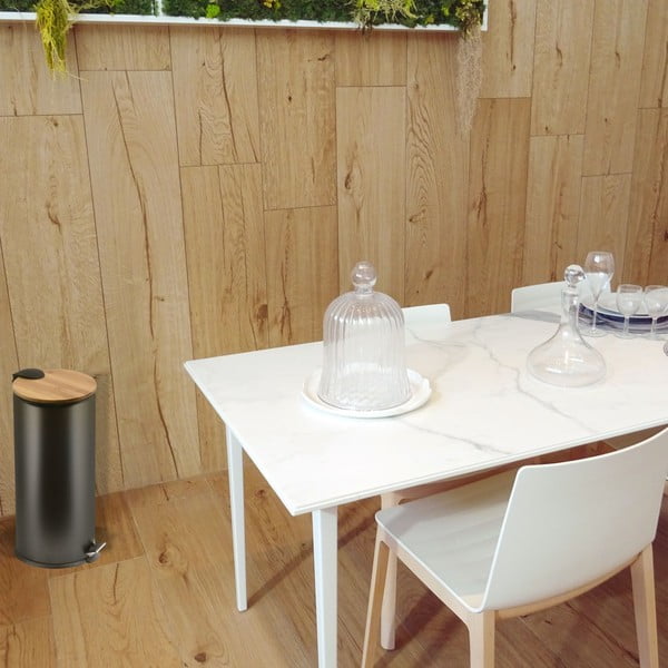 Matne čierny nášľapný oceľový odpadkový kôš 30 l Adonis – Spirella-image-2