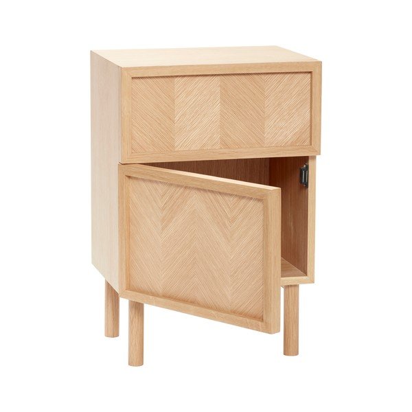 Nočný stolík z dubového dreva v prírodnej farbe Herringbone – Hübsch-image-4