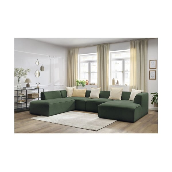 Zelená modulárna rohová pohovka (ľavý roh/do tvaru "U") Megeve – Bobochic Paris-image-1