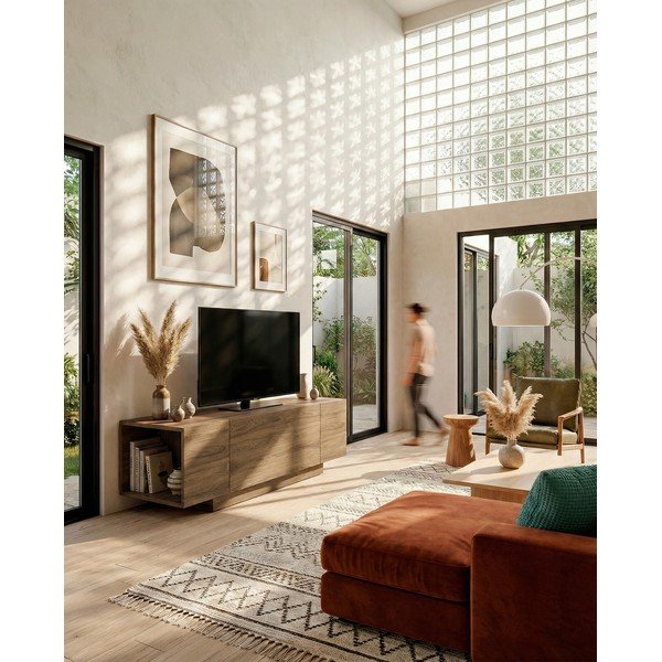 TV stolík v dekore duba v prírodnej farbe 140x45x40 cm Victor – Marckeric-image-2