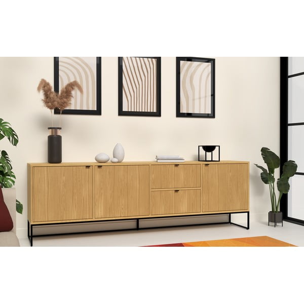 Nízka komoda v dekore duba v prírodnej farbe 235x76 cm Bali – Tenzo-image-1