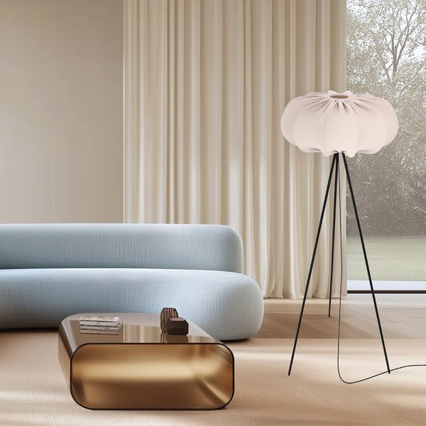 Béžová stojacia lampa s textilným tienidlom (výška 147 cm) Cafee – Candellux Lighting-image-1