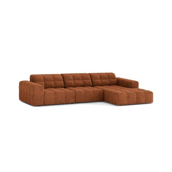 Ženilková rohová pohovka v terakotovej farbe (pravý roh/s leňoškou) Chicago – Cosmopolitan Design-image-1