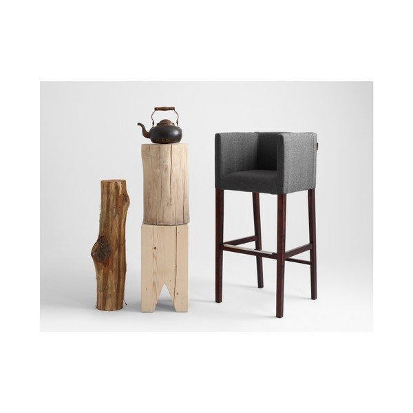 Sivá barová stolička s opierkami a tmavohnedými nohami Custom Form Wilton-image-3