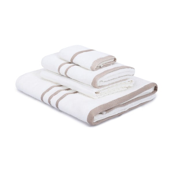 Biele bavlnené uteráky a osušky v súprave 4 ks Linda – Foutastic