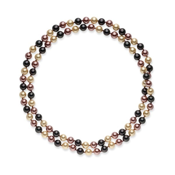 Hnedo-biely perlový náhrdelník Pearls Of London Mystic, dĺžka 90 cm