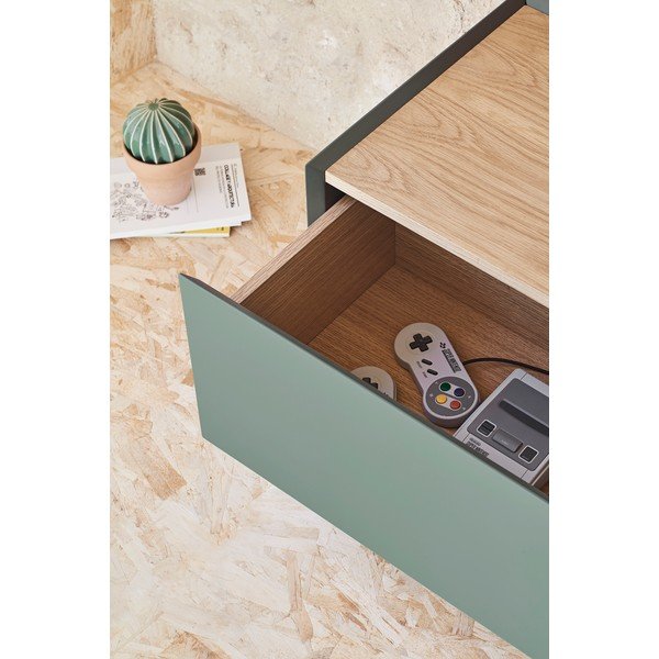 Zelený/v prírodnej farbe TV stolík v dekore duba 180x45 cm Arista – Teulat-image-2