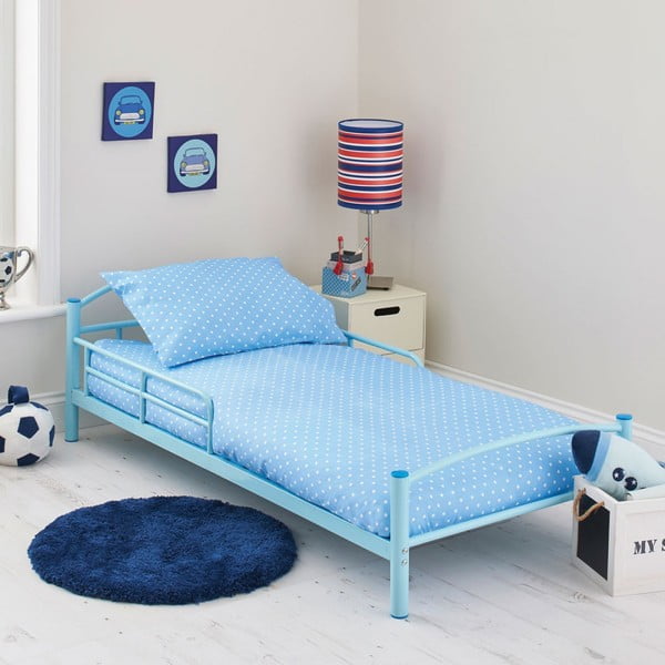 Detská posteľ s matracom a obliečkami Bundle, modrá