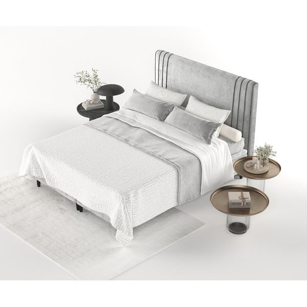 Sivá čalúnená dvojlôžková posteľ s úložným priestorom 180x200 cm Musca – Maison de Rêve-image-4