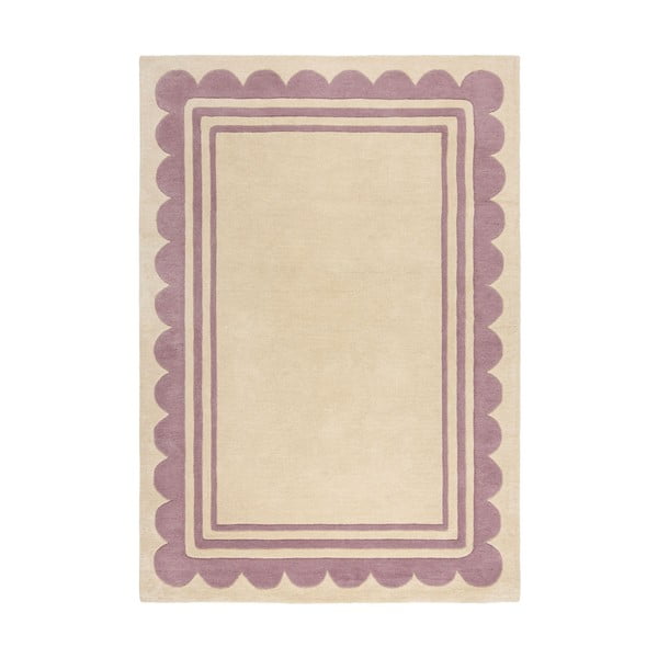 Ručne tkaný vlnený koberec vo fialovo-prírodnej farbe 120x170 cm Lois Scallop – Flair Rugs
