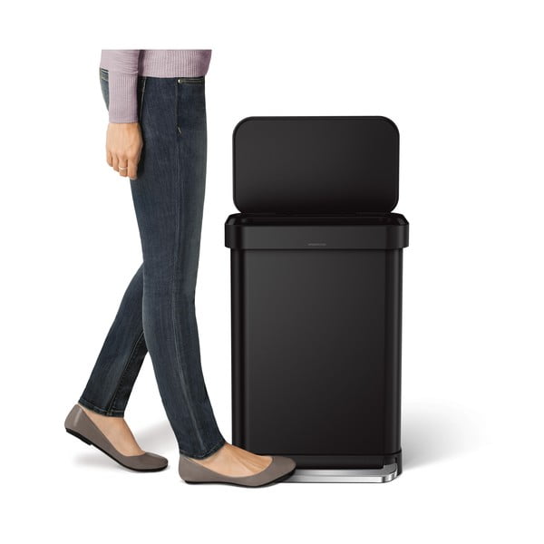 Matne čierny nášľapný oceľový odpadkový kôš 55 l – simplehuman-image-1