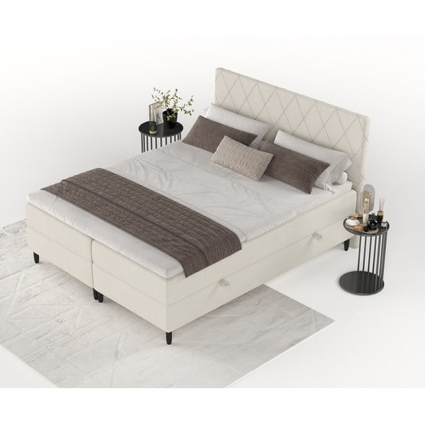 Béžová boxspring posteľ s úložným priestorom 160x200 cm Gwen – Maison de Rêve-image-3