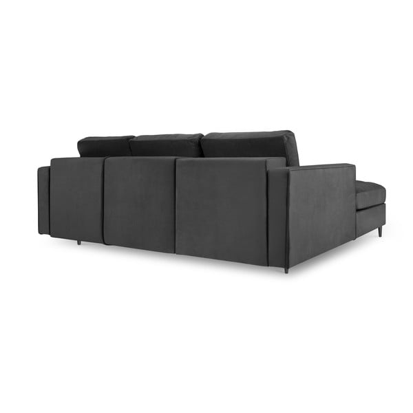 Tmavosivá zamatová rozkladacia rohová pohovka Milo Casa Santo, ľavý roh-image-3