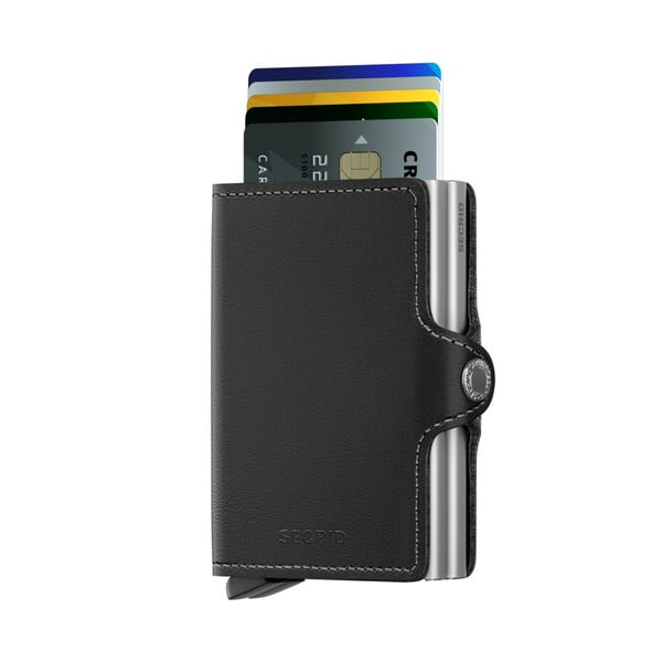 Čierna kožená peňaženka s puzdrom na karty Secrid Twin