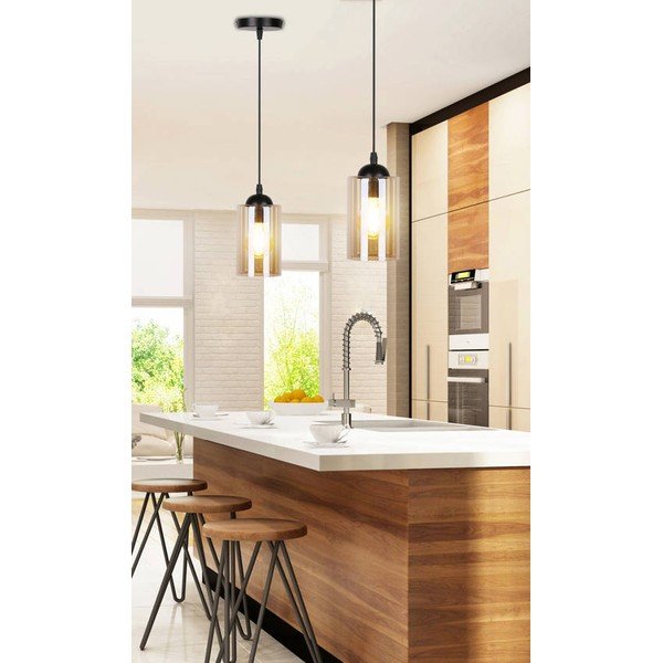 Čierne závesné svietidlo so skleneným tienidlom ø 10 cm Bistro - Candellux Lighting-image-1