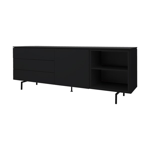 Čierna nízka komoda 210x76 cm Plain – Tenzo-image-2