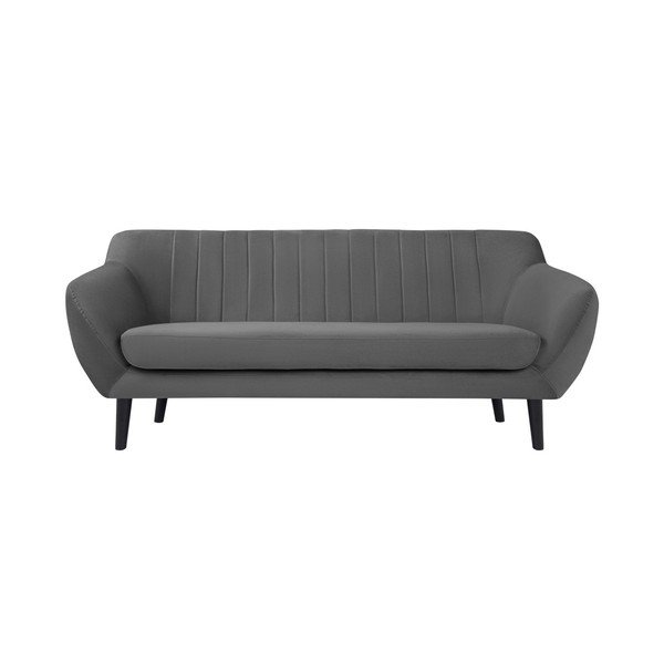 Sivá pohovka pre troch Mazzini Sofas Toscane, čierne nohy