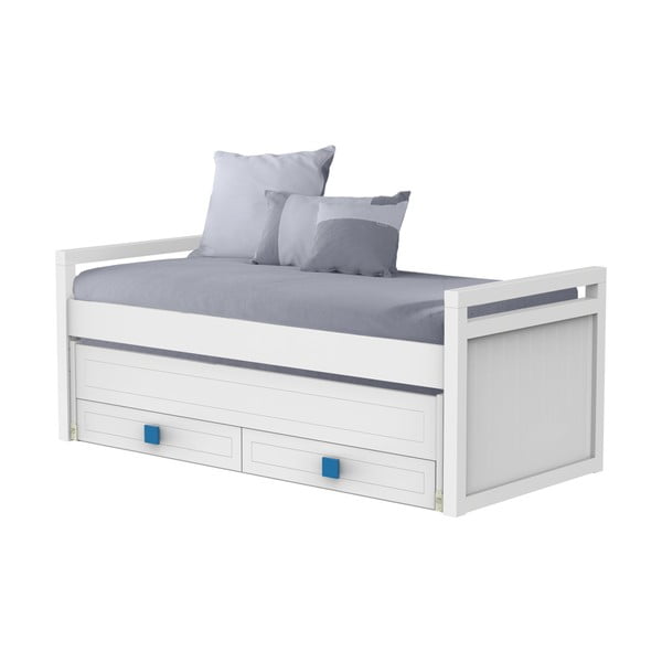 Biela jednolôžková posteľ s výsuvnou zásuvkou Trébol Mobiliario Aura, 90 × 190/200 cm