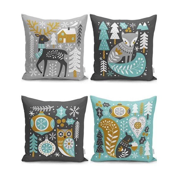 Obliečky na vankúše v súprave 4 ks s vianočným motívom 43x43 cm Merry Christmas – Mila Home