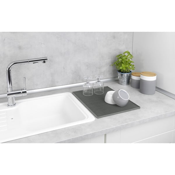 Sivá gumová odkvapkávacia podložka na riad 40x30 cm Maxi – Wenko-image-1