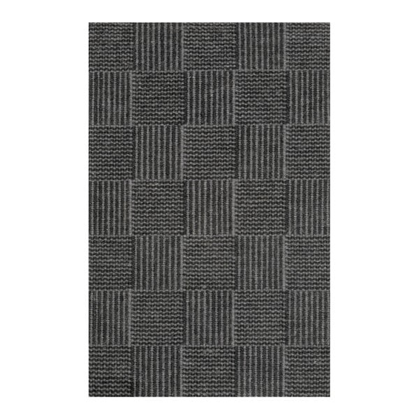 Tmavosivý ručne tkaný koberec Linie Design Chess, 50 × 80 cm