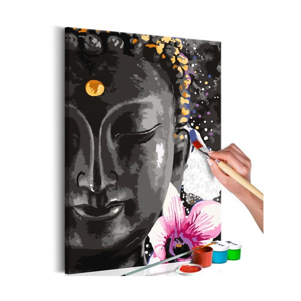DIY set na tvorbu vlastného obrazu na plátne Artgeist Buddha and Flower, 60 × 40 cm