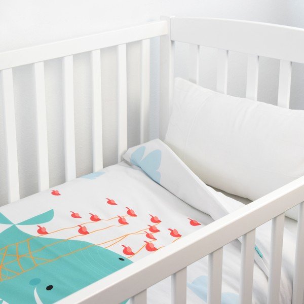 Detský pléd a obliečka na vankúš Baleno Whale Ride, 100 × 130 cm-image-1