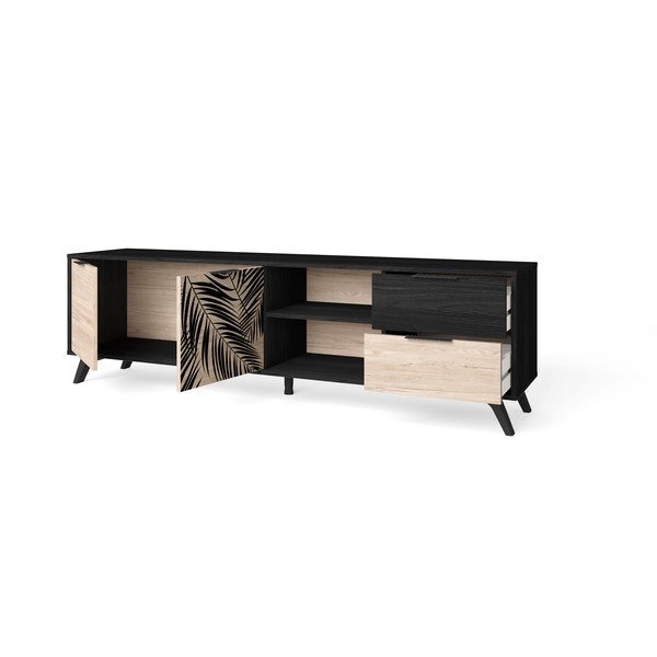 Čierny TV stolík v dekore duba 181x53 cm Palmera - Marckeric-image-3