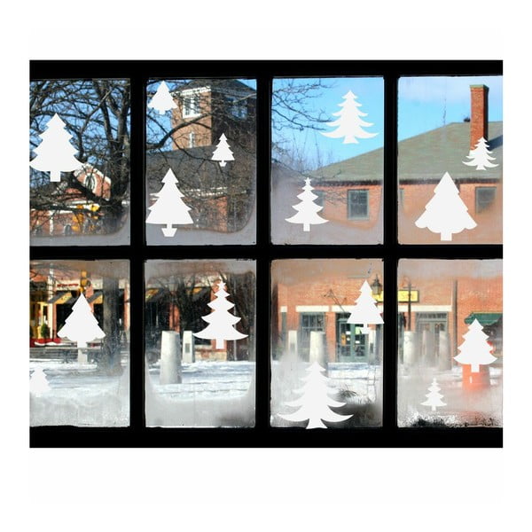 Elektrostatická vianočná samolepka Ambiance Bright White Christmas Trees