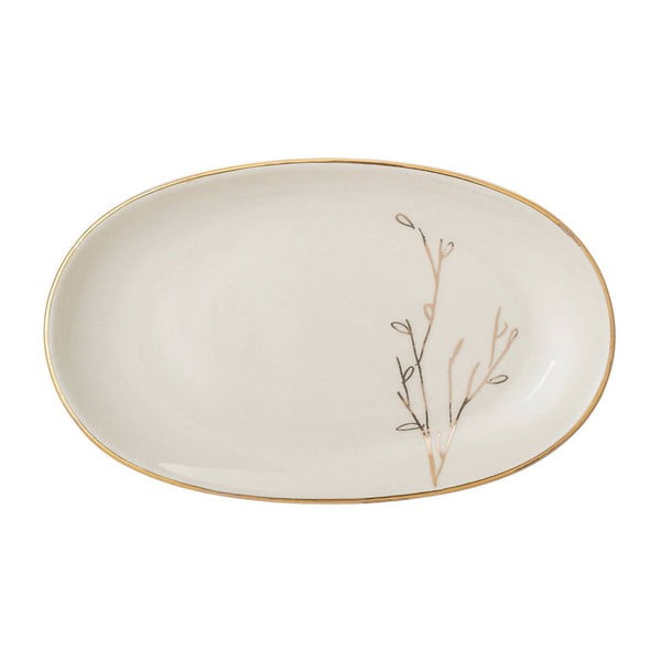Biely keramický tanierik Bloomingville Rio, 21,5 × 13 cm