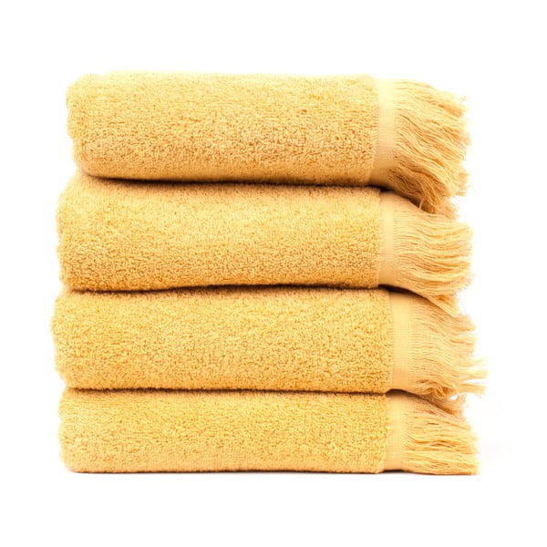 Sada 4 žltých bavlnených uterákov Casa Di Bassi Sun, 50 × 90 cm
