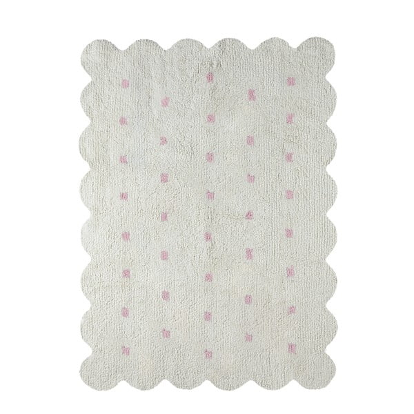 Bielo-ružový obojstranný bavlnený ručne vyrobený koberec Lorena Canals Biscuit, 120 x 160 cm