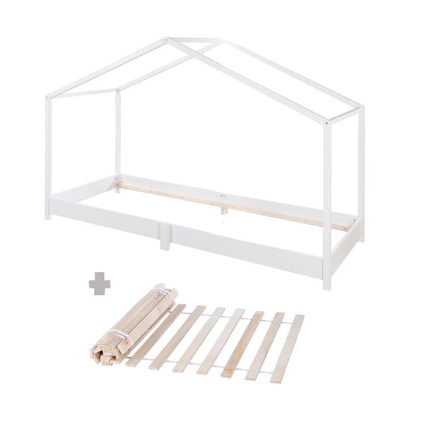 Biela domčeková detská posteľ 90x200 cm Montessori – Roba-image-4