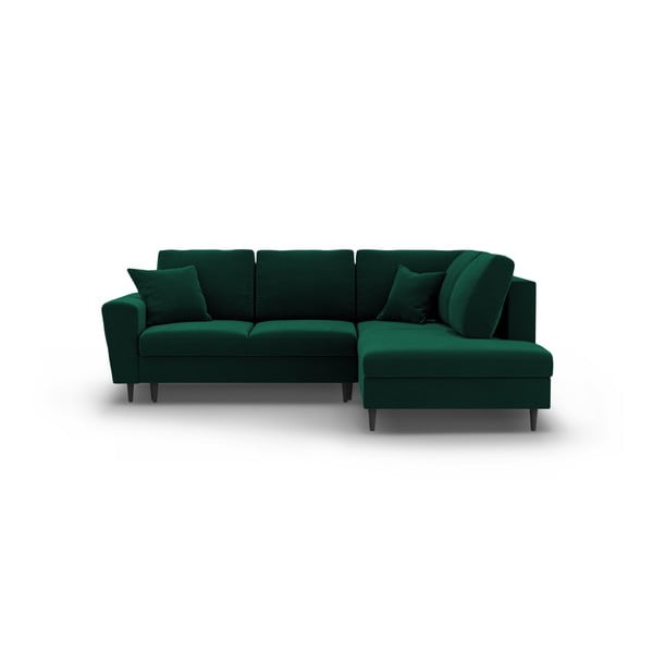 Zelená zamatová rozkladacia/s úložným priestorom rohová pohovka (pravý roh/do L) Kyoto – Cosmopolitan Design