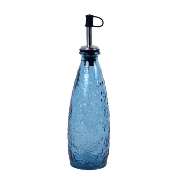 Modrá sklenená fľaša s lievikom Ego Dekor Flora