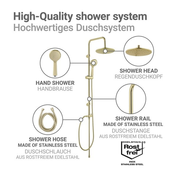 Matne zlatá sprchová súprava z nehrdzavejúcej ocele 101 cm Young Line – Wenko-image-4