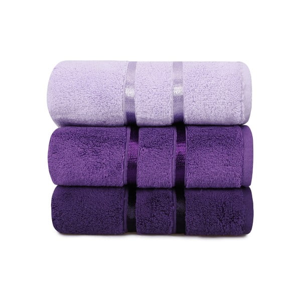 Súprava 3 fialových bavlnených uterákov Hobby Dolce, 50 x 90 cm