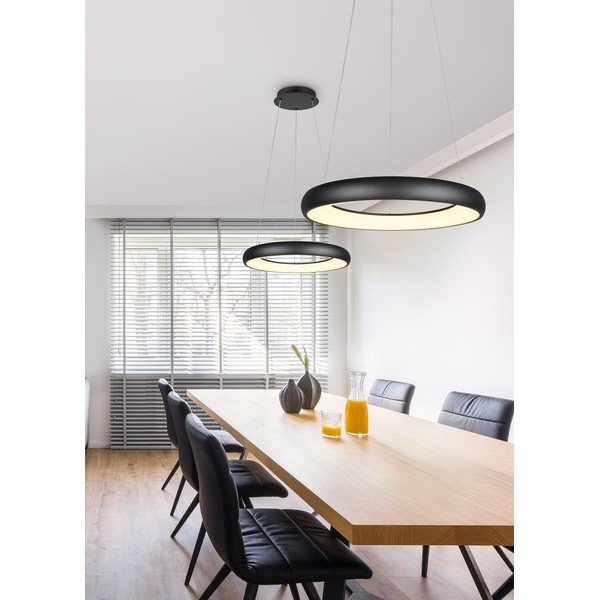 Matne čierne LED stmievateľné závesné svietidlo s kovovým tienidlom ø 62 cm Cardona – Trio-image-2