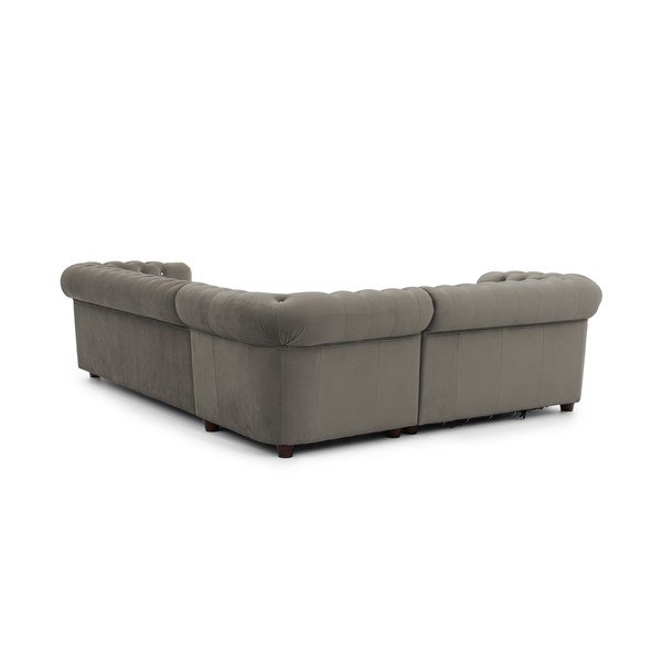 Sivá zamatová rozkladacia rohová pohovka (ľavý roh/do L) York Blik – Ropez-image-3