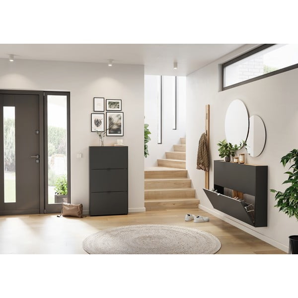 Antracitová výklopná skrinka na topánky 71x127x22 cm Ameca – Germania-image-4