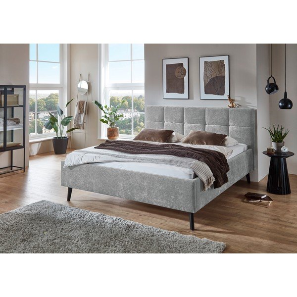Sivá čalúnená dvojlôžková posteľ s úložným priestorom s roštom 180x200 cm Nova – Meise Möbel-image-2