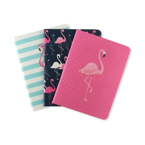 Sada 3 ks zápisníkov Go Stationery Flamingo