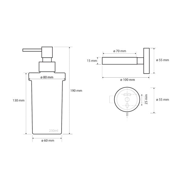 Antikoro závesný dávkovač mydla v striebornej farbe Sapho X-Steel, 250 ml-image-1