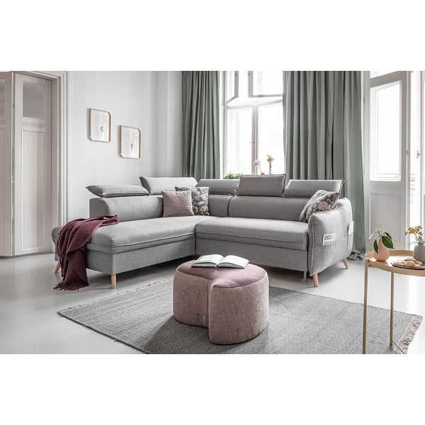 Svetlosivá rozkladacia rohová pohovka (ľavý roh) Sweet Harmony – Miuform-image-3