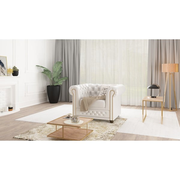 Biele kreslo z imitácie kože York - Ropez-image-1