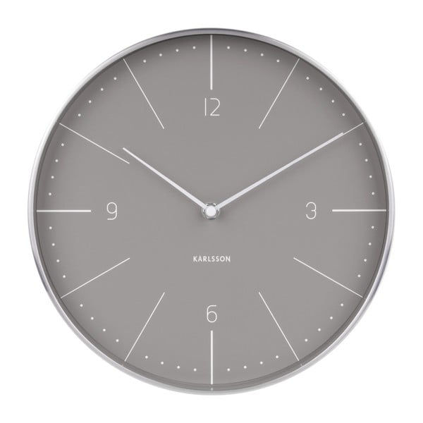 Sivé nástenné hodiny s detailmi v striebornej farbe Karlsson Normann, ⌀ 28 cm